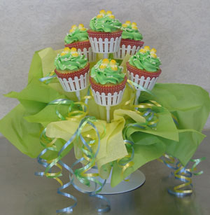 green booties baby shower bouquet