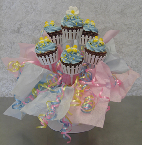yellow booties baby shower bouquet