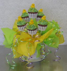 yellow chicks baby shower bouquet